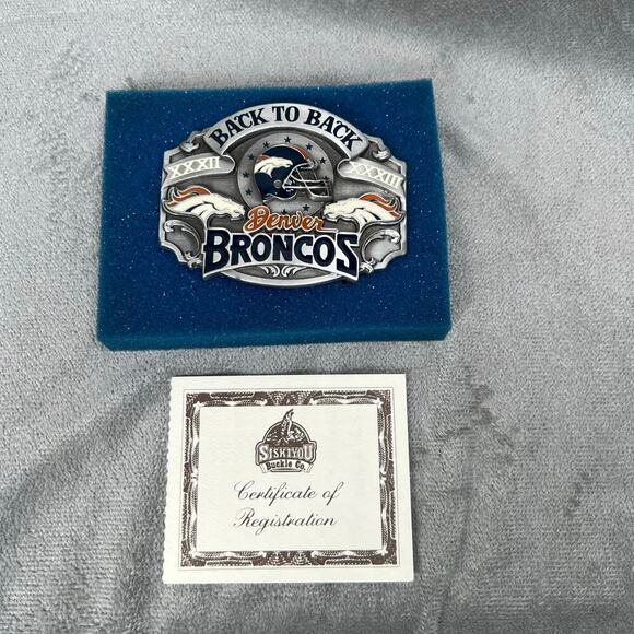 Vintage Denver Broncos Super‎ Bowl Back to Back Champions Belt Buckle - Picture 3 of 7